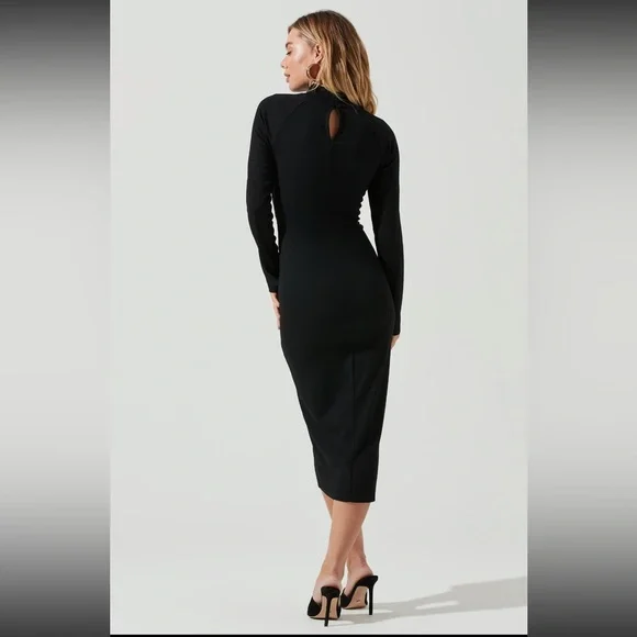 ASTR Black Ribbed Knit Cut-out Dress XS - Picture 2 of 4